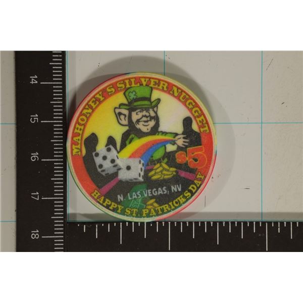$5 MAHONEY'S CASINO CHIP 1998 LAS VEGAS ST.