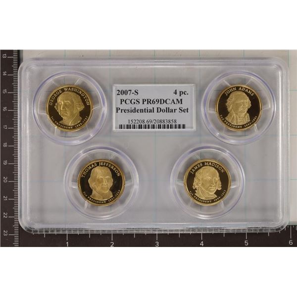 2007-S US PRESIDENTIAL DOLLAR 4 COIN SET PCGS