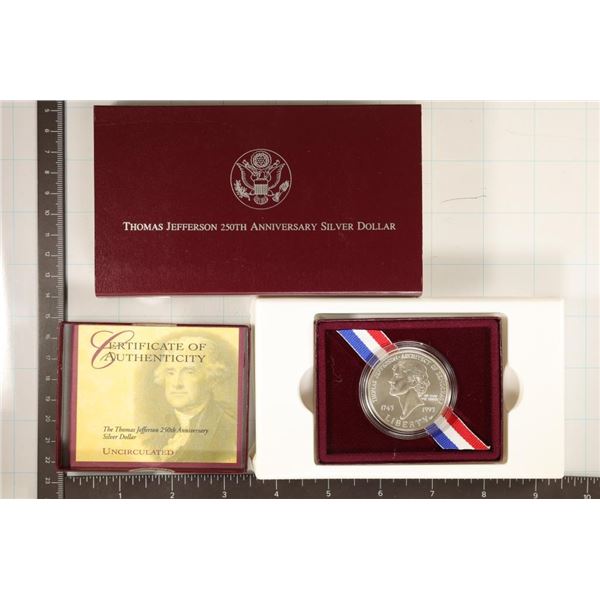 1993-P UNC THOMAS JEFFERSON US SILVER DOLLAR IN