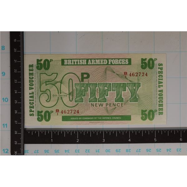 CRISP UNC BRITISH ARMED FORCES 50 NEW PENCE