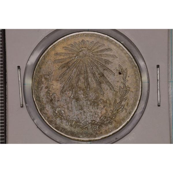 1945-M MEXICO SILVER CAP & RAYS PESO .3857 OZ. ASW