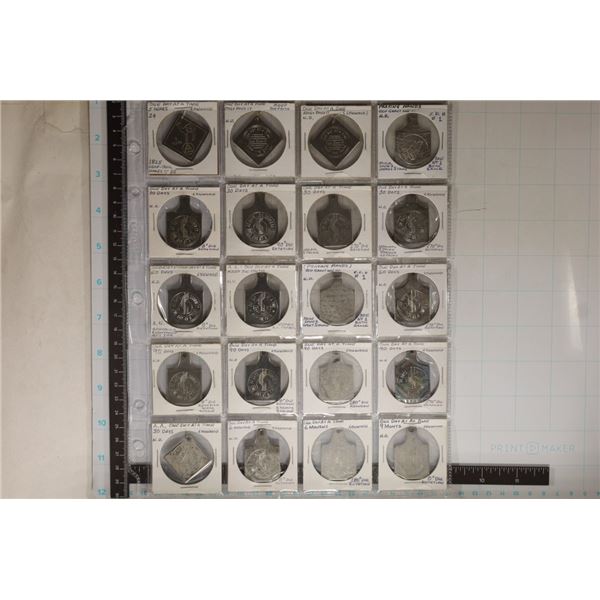 20 METAL SOBRIETY KEYCHAINS OF VARIOUS TIME FRAMES