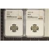 2-SILVER MERCURY DIMES: 1941S NGC XF45 & 1942D NGC