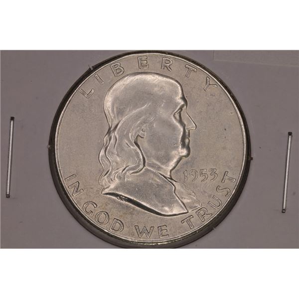 1953-S SILVER FRANKLIN HALF DOLLAR BRILLIANT UNC