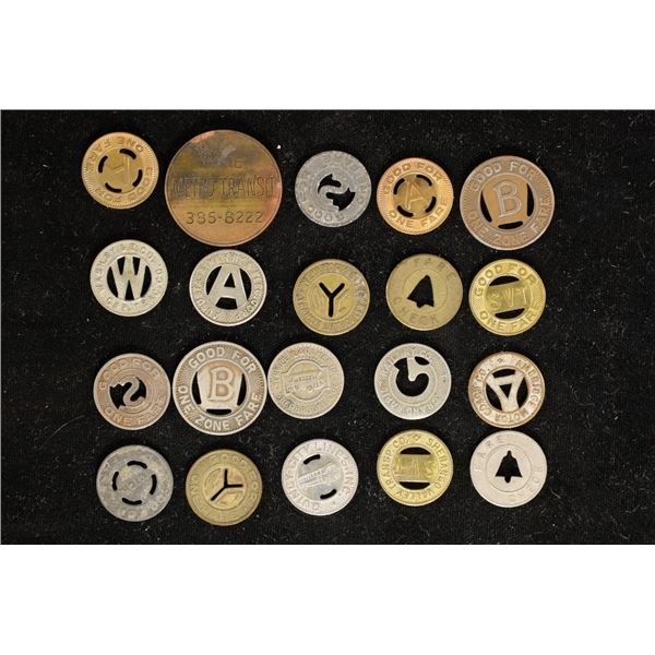 20-METAL TRANSPORTATION TOKENS: METRO, SVT,