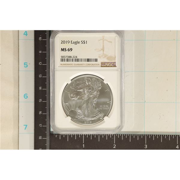 2019 AMERICAN SILVER EAGLE NGC MS69 1 OZ. SILVER