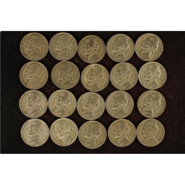 20-ASSORTED 35% SILVER JEFFERSON WAR NICKELS