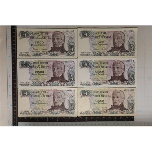 6-ARGENTINA BILLS: 2-SETS OF 2 CONSECUTIVE SERIALS
