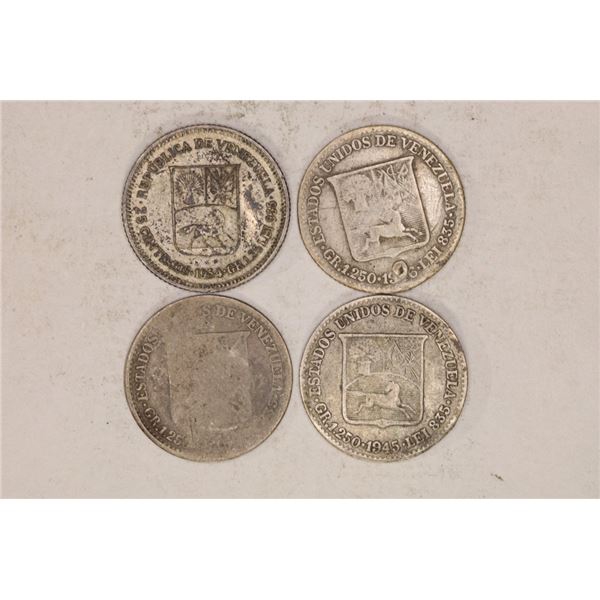 1934, 35, 19?? & NO DATE VENEZUELA SILVER 1/4