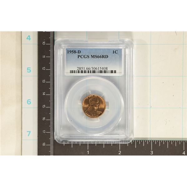 1958-D LINCOLN WHEAT CENT PCGS MS66RD