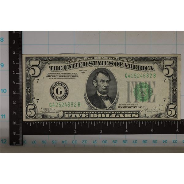 CRISP UNC 1934-C US $5 FRN G42524682B