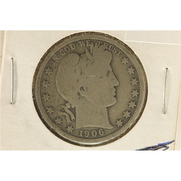 1906 SILVER BARBER HALF DOLLAR