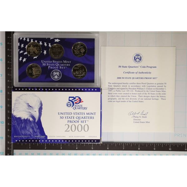 2000 US 50 STATE QUARTERS PROOF SET WITH BOX &