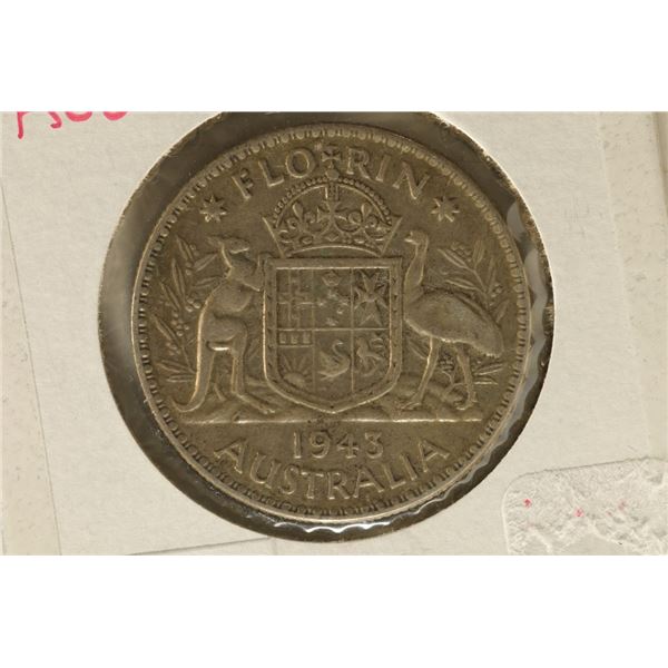 1943 AUSTRALIA SILVER 1 FLORIN .3364 OZ. ASW