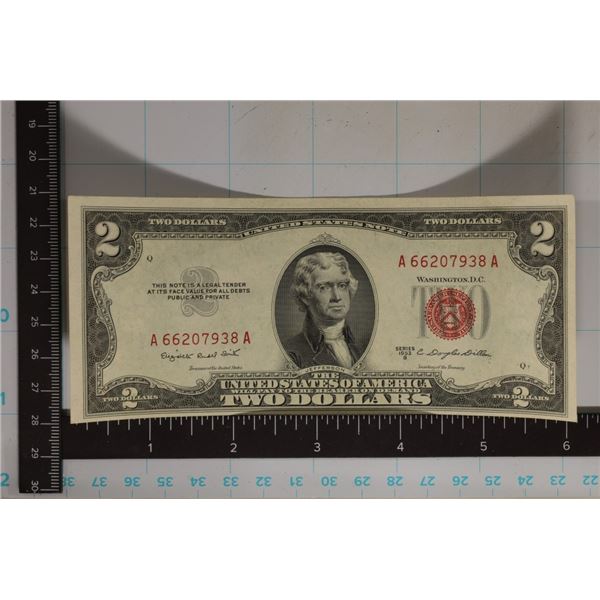 1953-B US CRISP UNC $2 NOTE, RED SEAL A66207938A