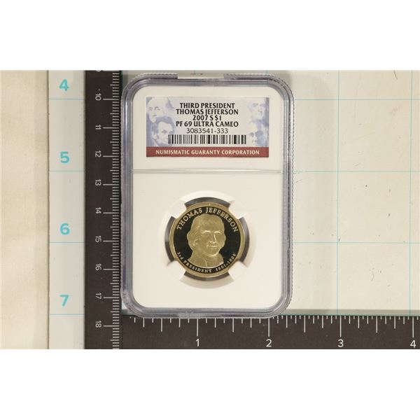 2007-S THOMAS JEFFERSON US $1 NGC PF69 ULTRA CAMEO