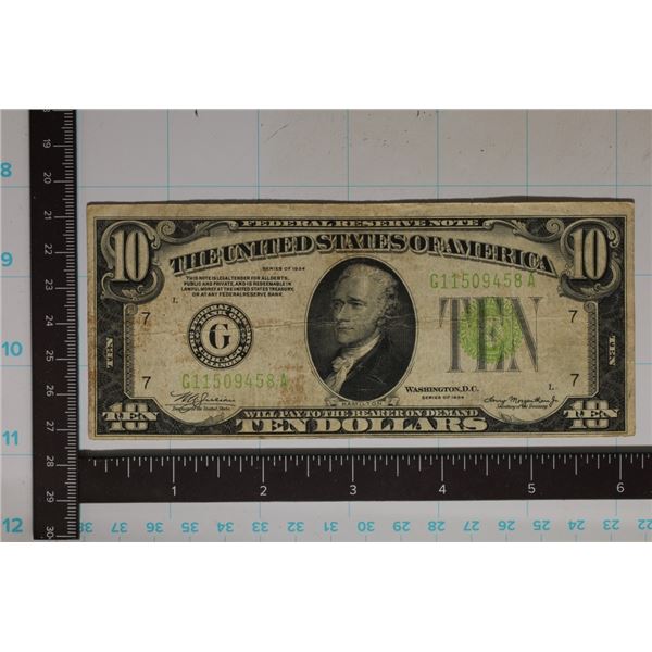1934 US $10 GREEN SEAL FRN