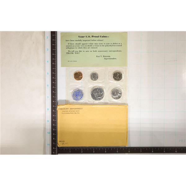 1959 US SILVER PROOF SET (WITH ENVELOPE) & PAPER