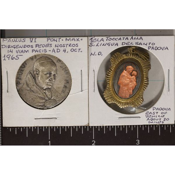 1 SILVER AND 1 GOLD PLATED RELIGIOUS METALS /