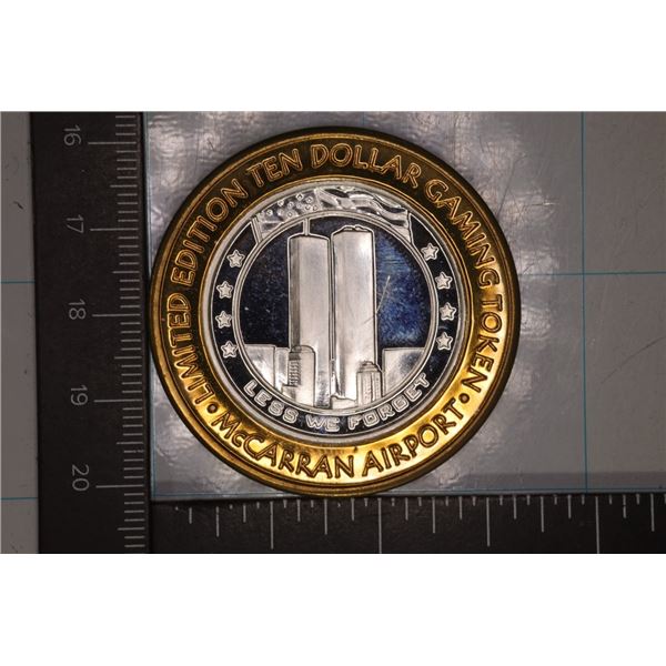 CASINO $10 SILVER TOKEN (UNC) LESS WE FORGET