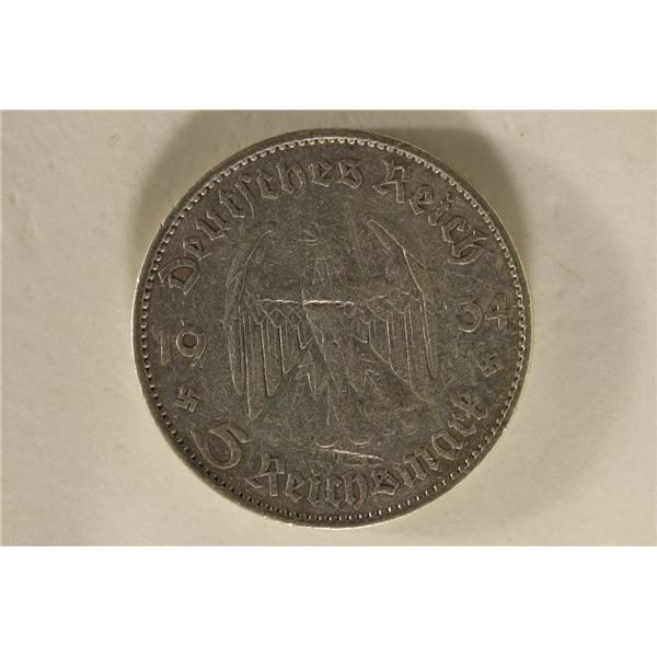1934-A GERMAN SILVER 5 MARK .4016 OZ. ASW WITH