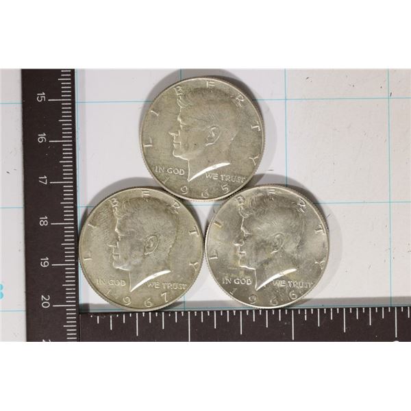 1965, 66 & 1967 JFK 40% SILVER UNC HALF DOLLARS