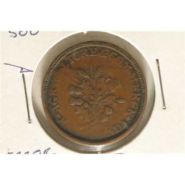 ERROR 1837 CANADA 1 CENT. DIE CRACK / RAILROAD RIM