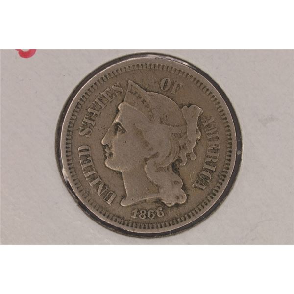 1866 THREE CENT "NICKEL"