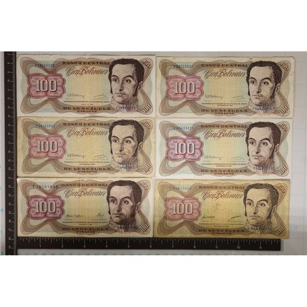 6-VENEZUELA BILLS: 1987-1992-ONE HUNDRED BOLIVARES