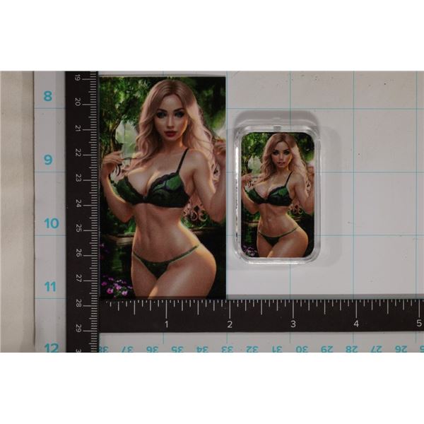 1 TROY OZ .999 FINE SILVER FANTASY WOMAN ART BAR