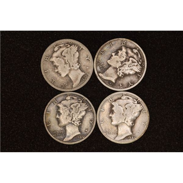 1923, 37-D, 40 & 1940-D SILVER MERCURY DIMES