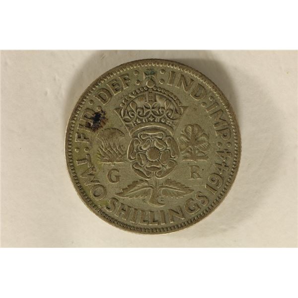 1944 GREAT BRITAIN SILVER 2 SHILLINGS (FLORIN)