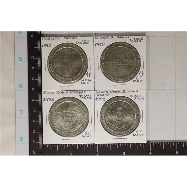 4-$1 METAL CASINO GAMING TOKENS: SILVER HAWK