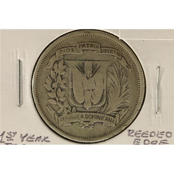 1937 DOMINICAN REPUBLIC SILVER 1/2 PESO .3617