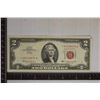 Image 1 : 1963 US STAR NOTE RED SEAL $2 BILL MISSING UPPER