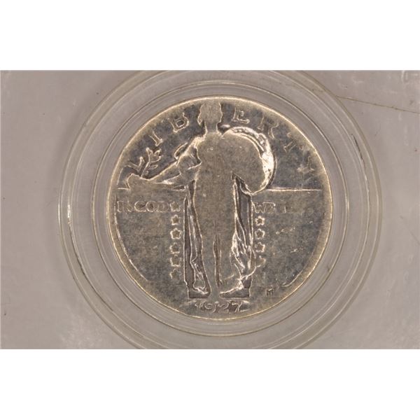 1927 SILVER STANDING LIBERTY QUARTER IN HARD