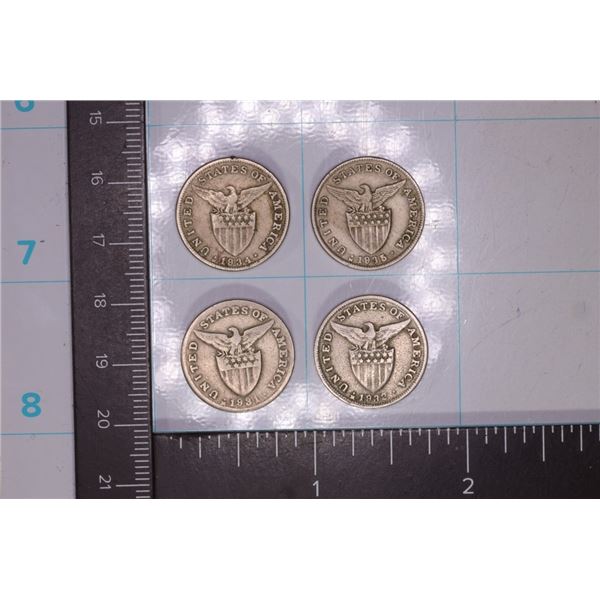 1931, 32, 34 & 1935 US PHILIPPINES 5 CENTAVO COINS