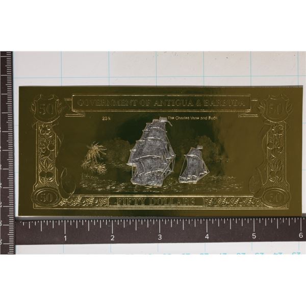 GOLD FOIL ANTIGUA & BARBUDA $50 WITH SILVERED