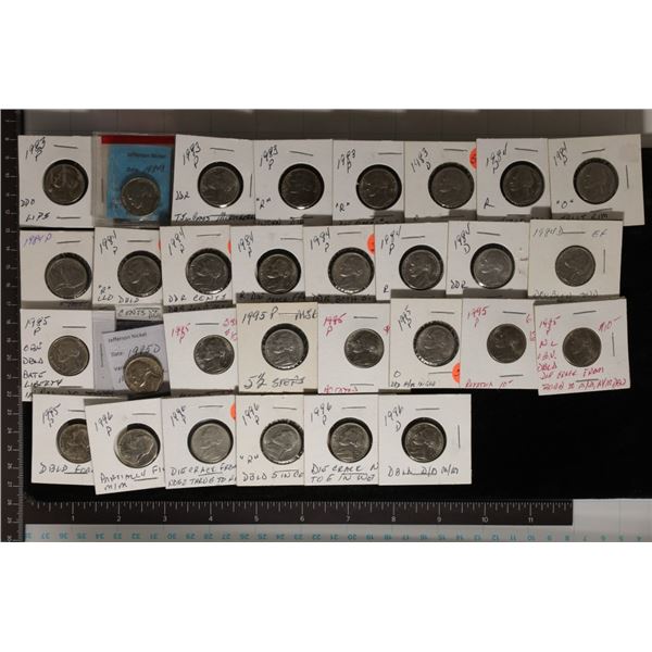 30-MINOR ERROR JEFFERSON NICKELS: 1983-1996