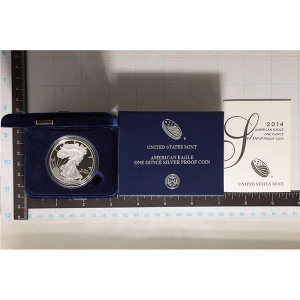 2014-W PF AMERICAN SILVER EAGLE WITH CERTIFICATE