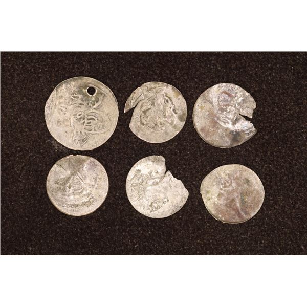 6 SILVER DIME SIZED OTTOMAN EMPIRE PARA COINS: