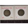 Image 1 : 2-1934 NEW ZEALAND SILVER 1 SHILLING COINS .1816