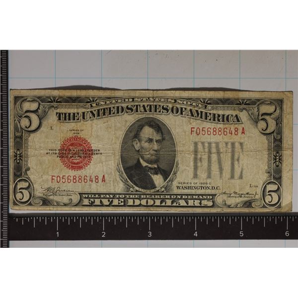 1928-C US $5 RED SEAL NOTE F05688648A