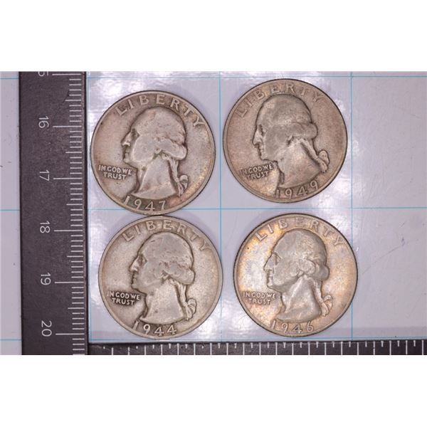 1944-S, 46, 47-D & 1949 WASHINGTON SILVER QUARTERS