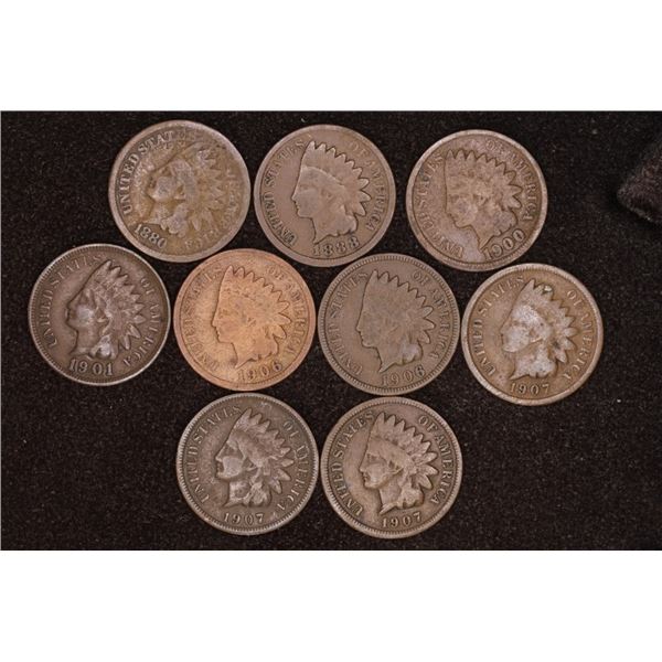 9 INDIAN HEAD CENTS: 1880-1903
