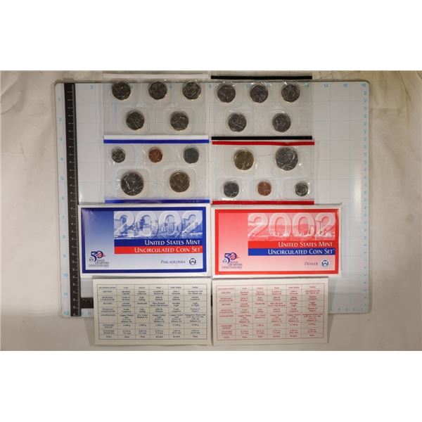 2002 US MINT SET (UNC) P/D (WITH ENVELOPES) AND