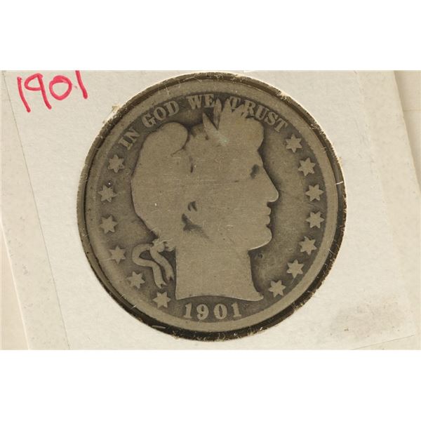 1901 SILVER BARBER HALF DOLLAR