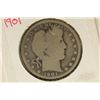 Image 1 : 1901 SILVER BARBER HALF DOLLAR