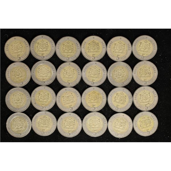 24-2002-MOROCCAN 5 DIRHAM BI-METAL COINS