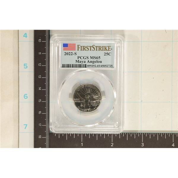 2022-S MAYA ANGELOU QUARTER PCGS MS65 FIRST STRIKE